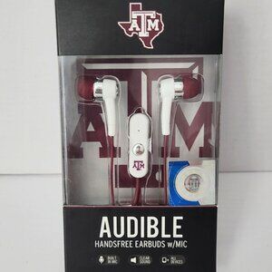 NIB Texas A&M Aggies - Audible Handsfree Earbuds with Mic